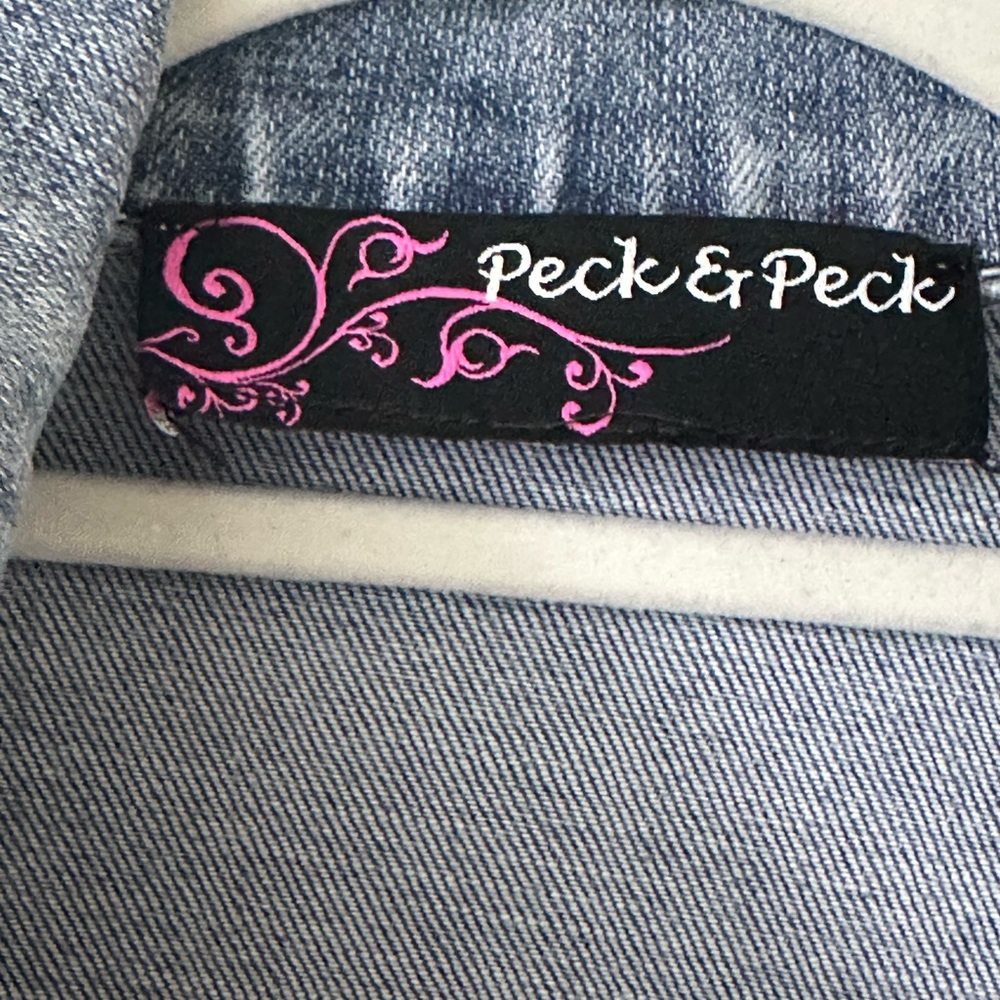 Peck and Peck acid washed vintage jean jacket size Small preowned - Picture 4 of 9